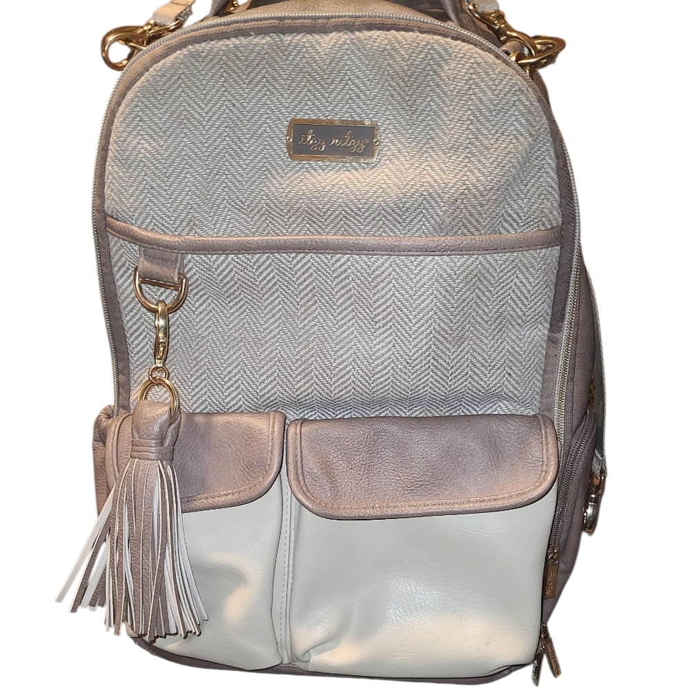 ITZY RITZY TAUPE & CREAM DIAPER BACKPACK